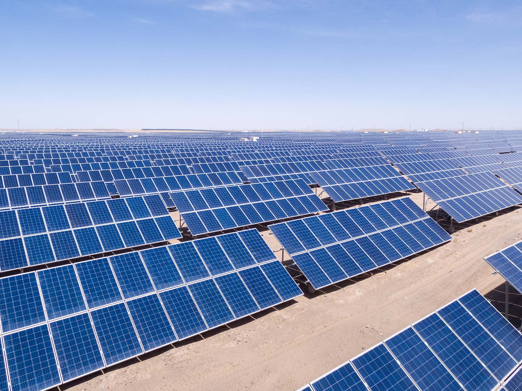 Aerial view of a solar power plant