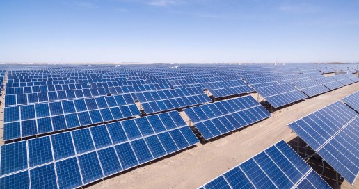 Aerial view of a solar power plant